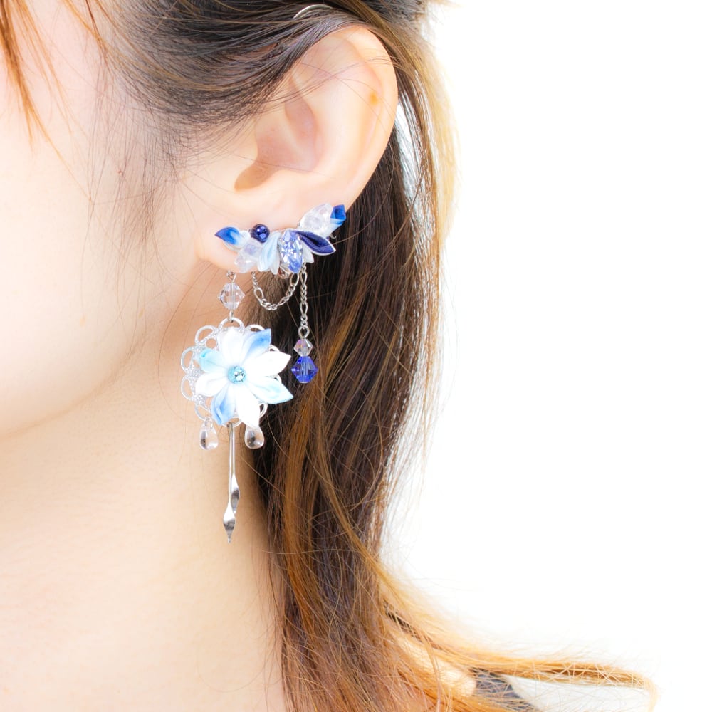 2秒で可愛いイヤーカフ Lt.ターコイズ | 現代つまみ細工漣-Ren-