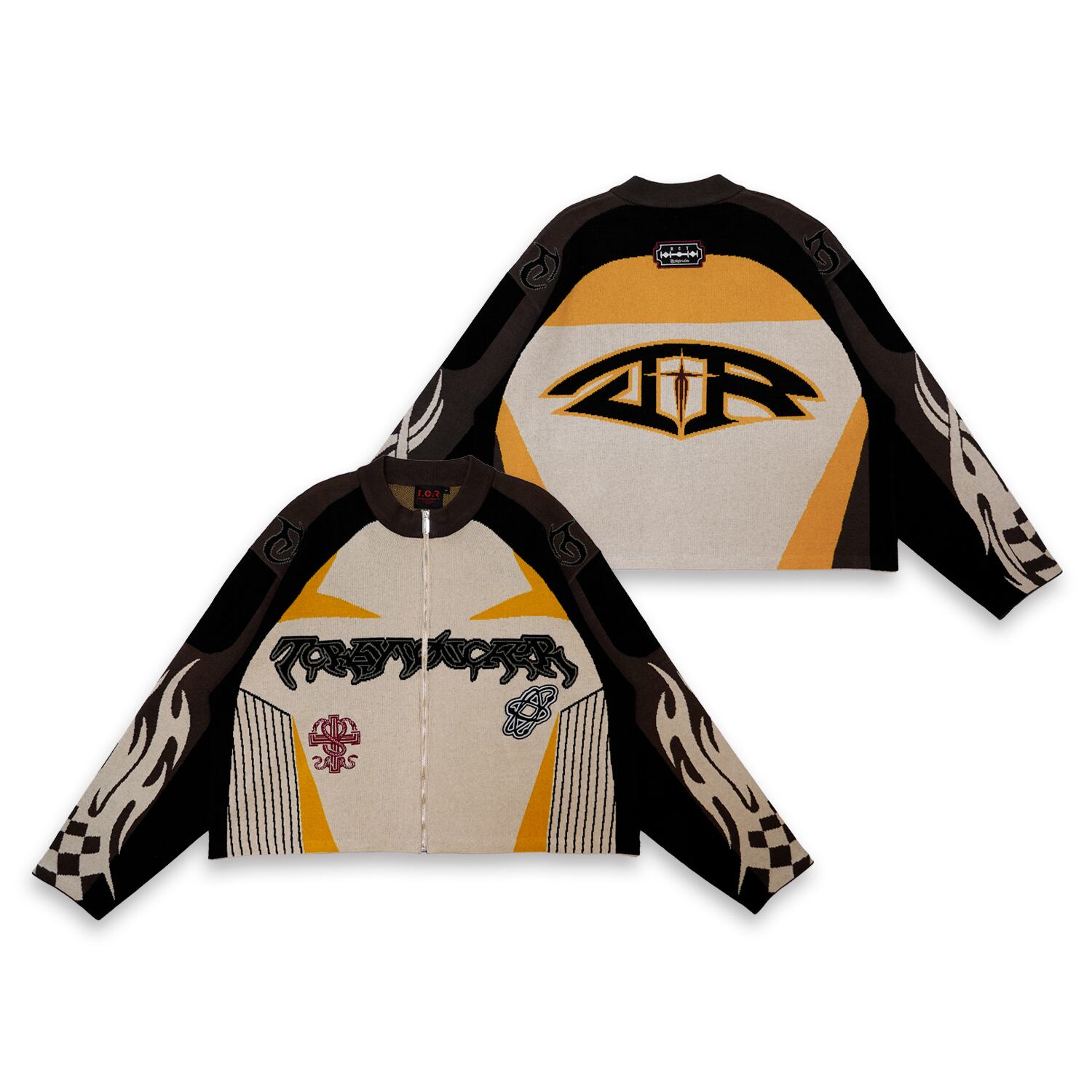 ジャケット・アウター TCR BY TOUCHER T.C.R RAVER GANG VARSITY LEATHER JACKET - BLACK | T.C.R BY TOUCHER