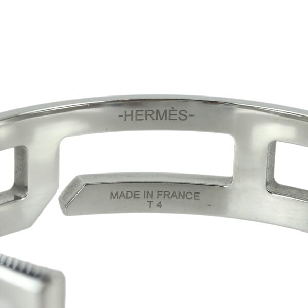 HERMES シルバーバングル T4 Used HERMES エルメス プレイ バングル ブレスレット T4 ステンレス