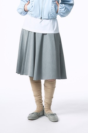 ご予約商品(3月中旬発送)【Nora Lily】「elle」Pin Stripe Half Switching Pleated Skirt-Dark Grey Stripe