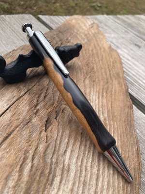 ブラック＆ホワイトエボニーのノック式ボールペン【C-22】