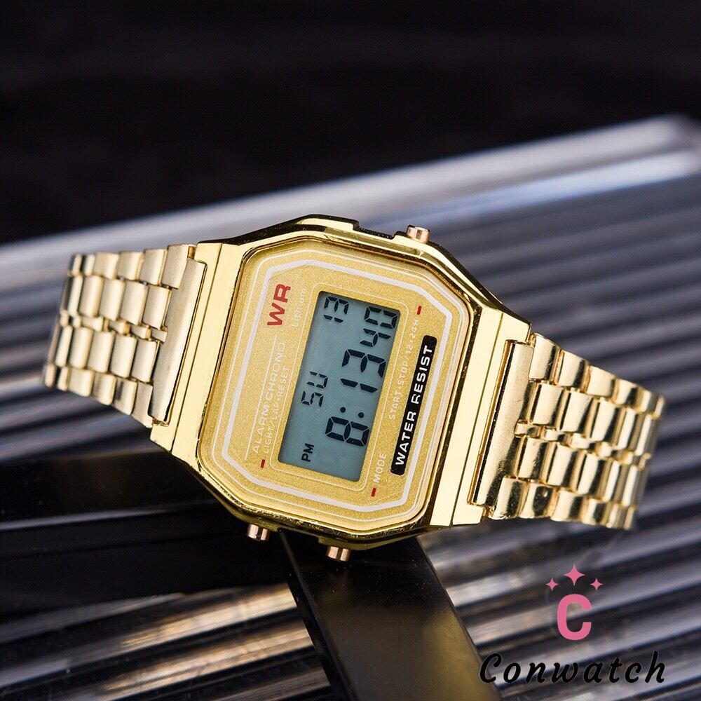 Gold-2】高級デジタル時計 男性用 ビジネス用 ステンレス Gold-2】高級デジタル時計 男性用 ビジネス用 ステンレス