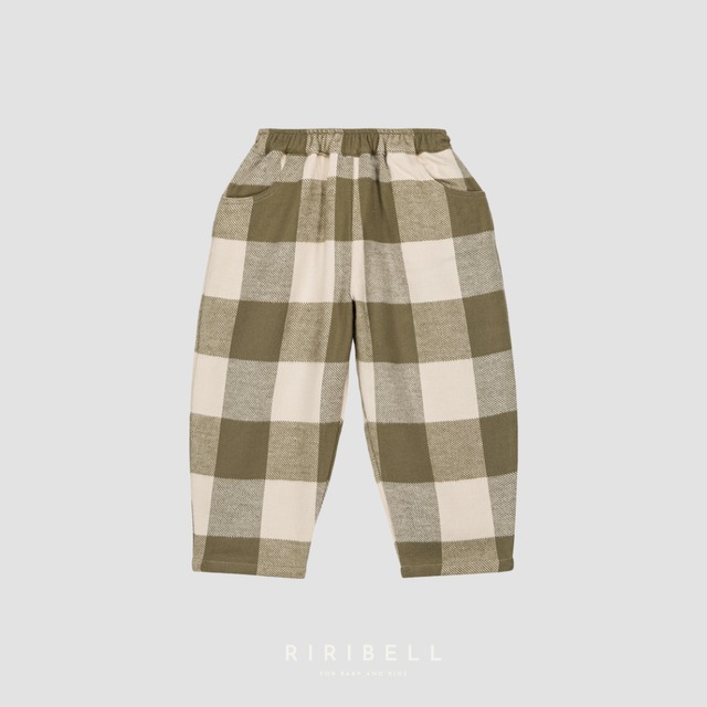 【STUDIO BOHEME】CARROT PANTS - KAKI GINGHAM  <36M/4Y/6Y>