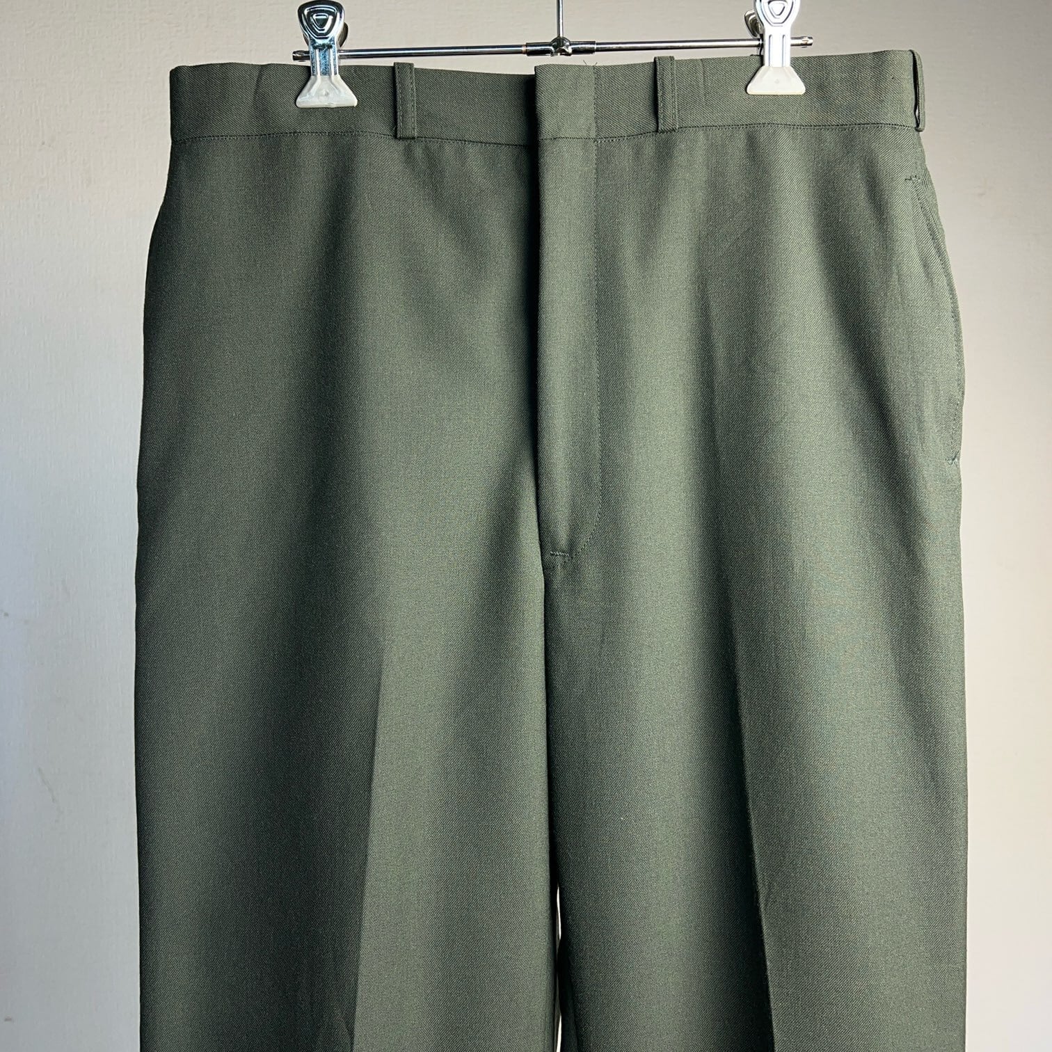 1980's U.S.MILITALY WOOL×POLY SLACKS SERGE ARMY GREEN W33 80年代