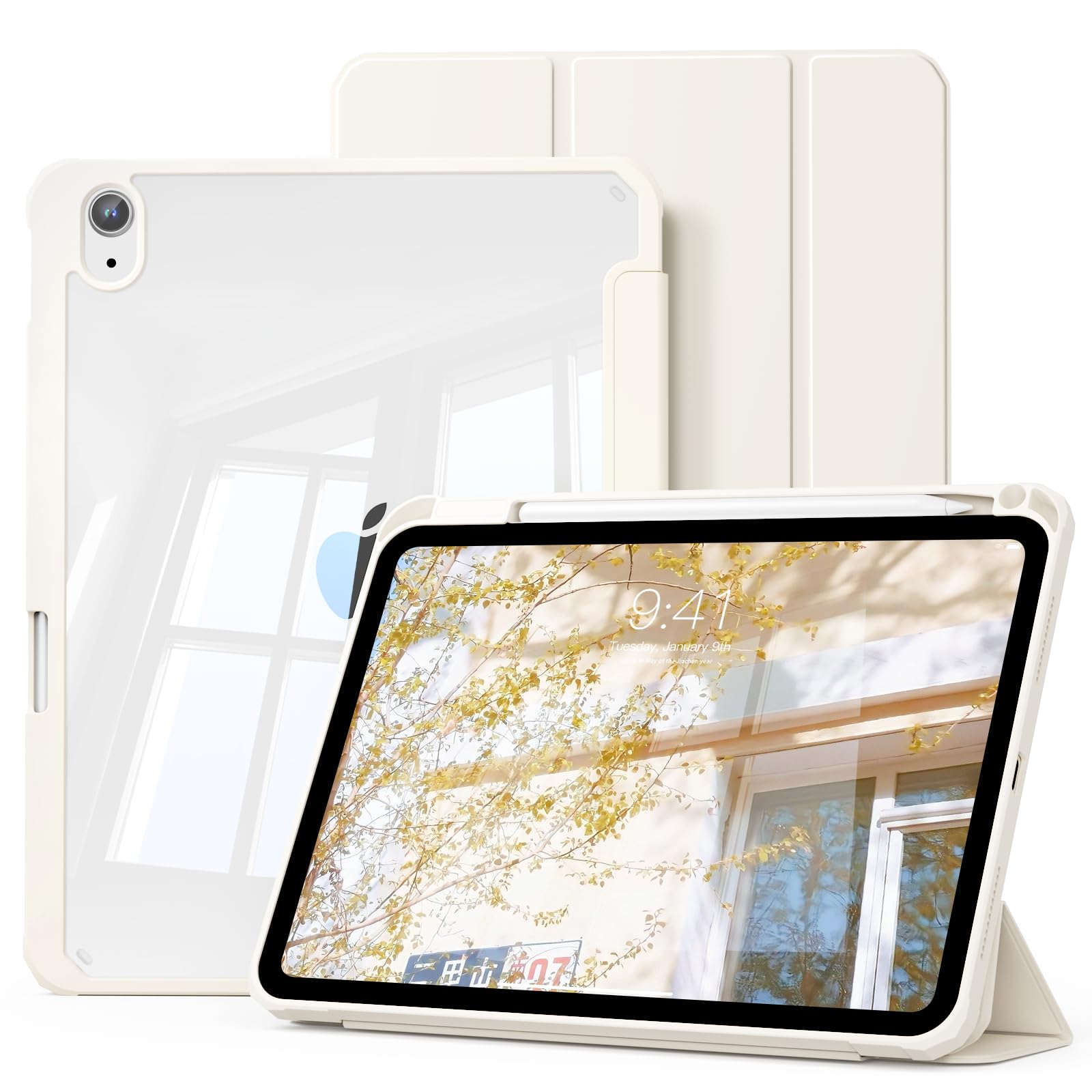 KTGGHG iPad Air 11 インチ ケース M4/M3/M2 & Air 5/4世代 ケース 10.9 インチ2022/2020(ホワイト)