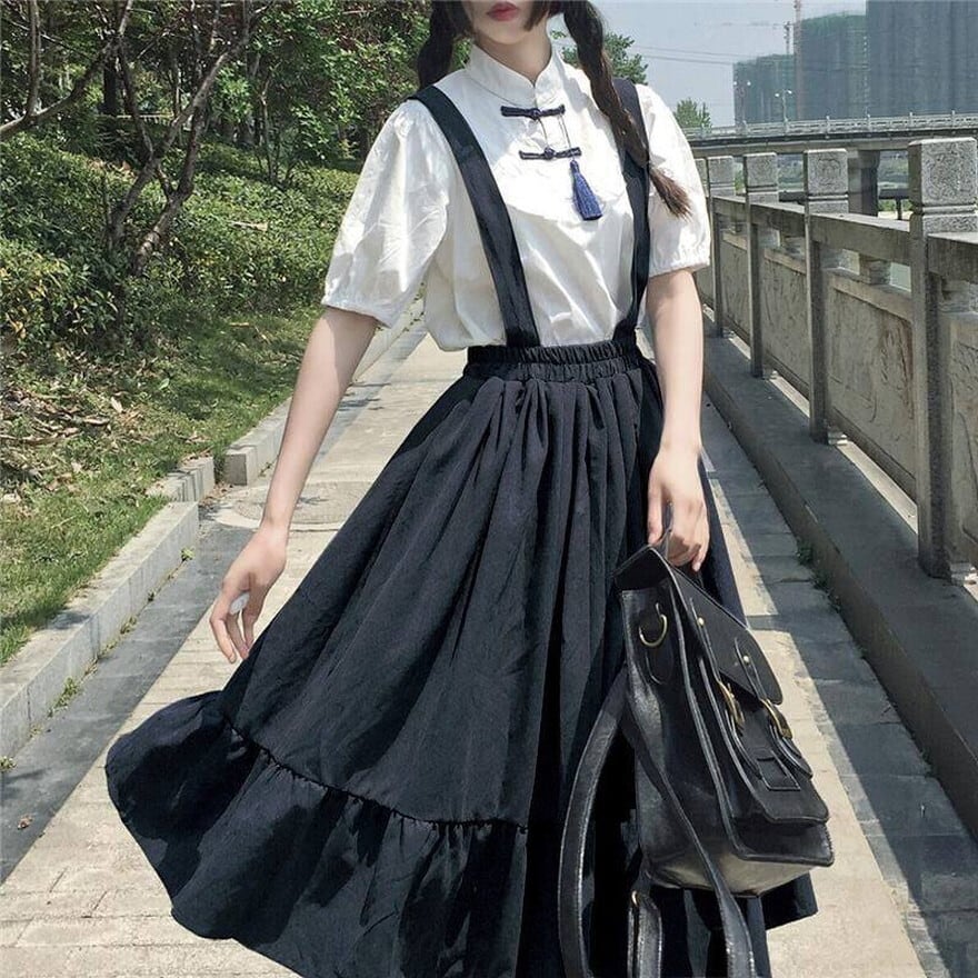 夏影の書院少女 中華襟サスペンダークラロリセットアップ