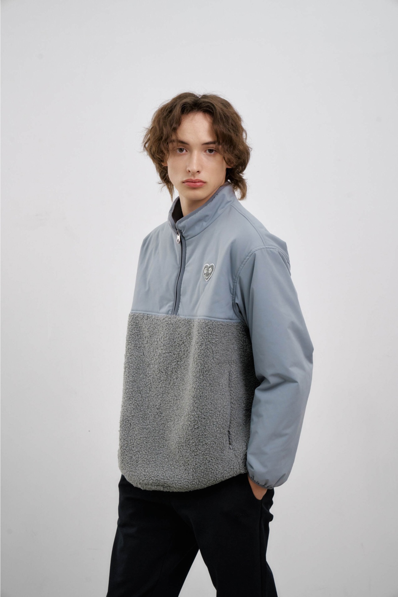 GOXO ゴーエックスオー スマイルハートダンブルパディングアノラック グレー