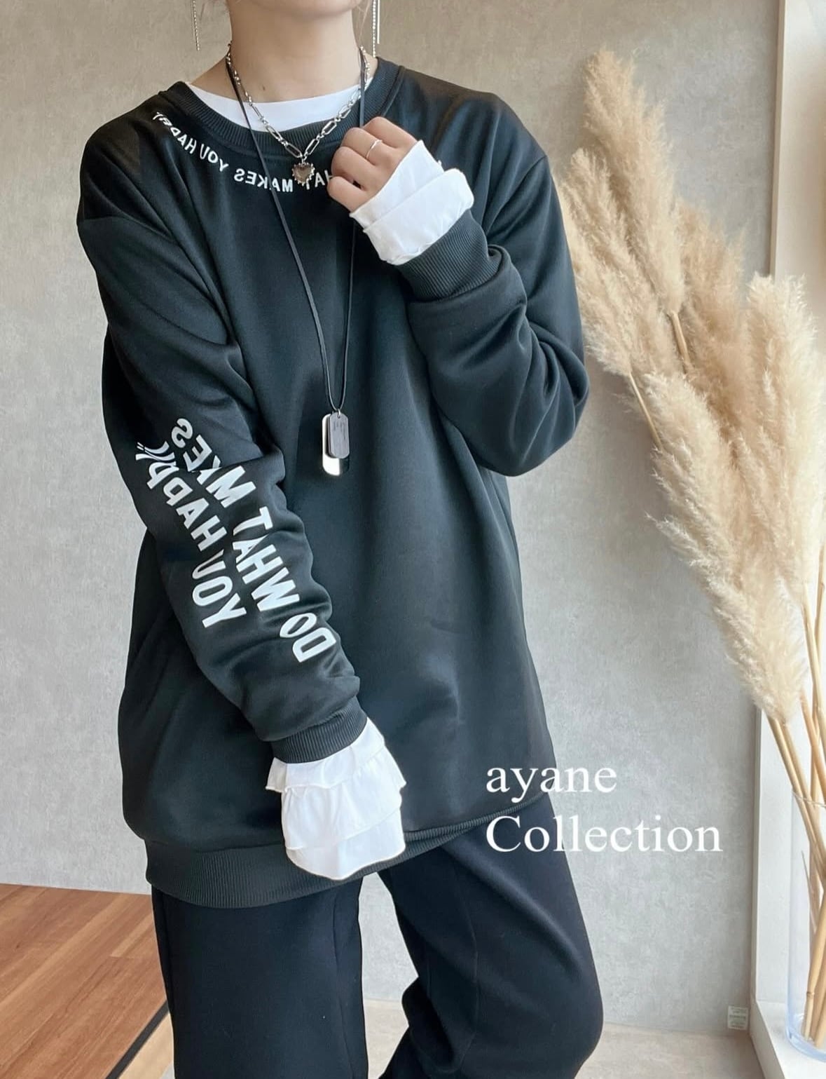 ayane 【specialprice】袖ロゴ裏起毛プルオーバー(N) | whispermusee