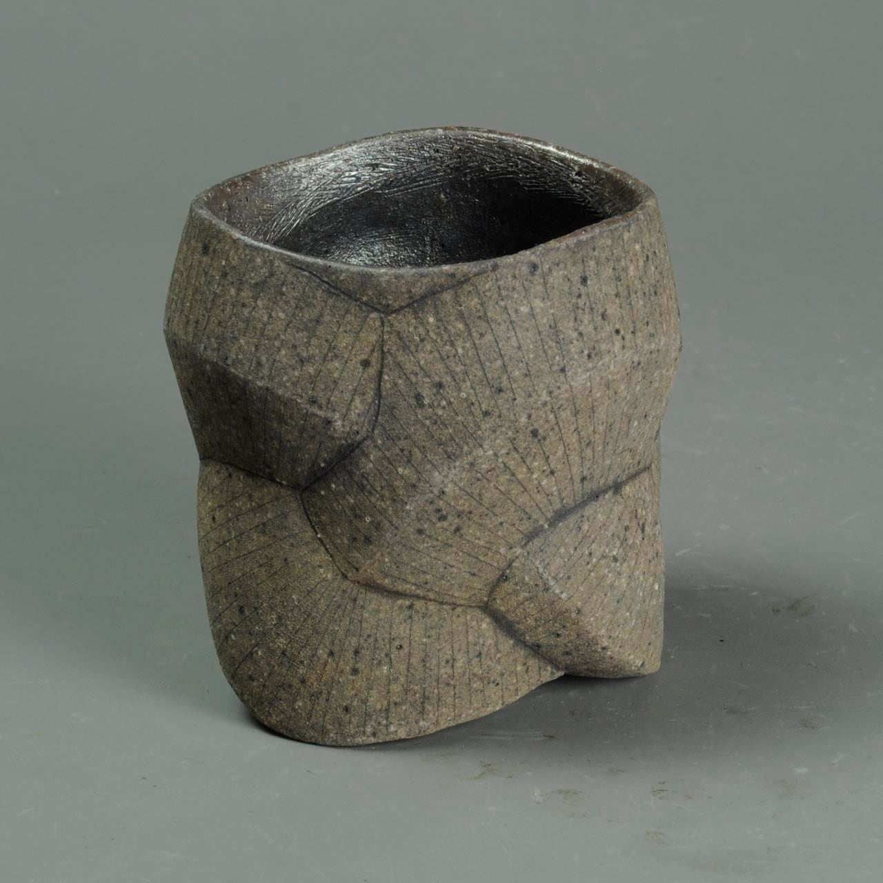 炻器 鉄象嵌カップ 焼き締め 3-3 | 陶芸家 竹内真吾