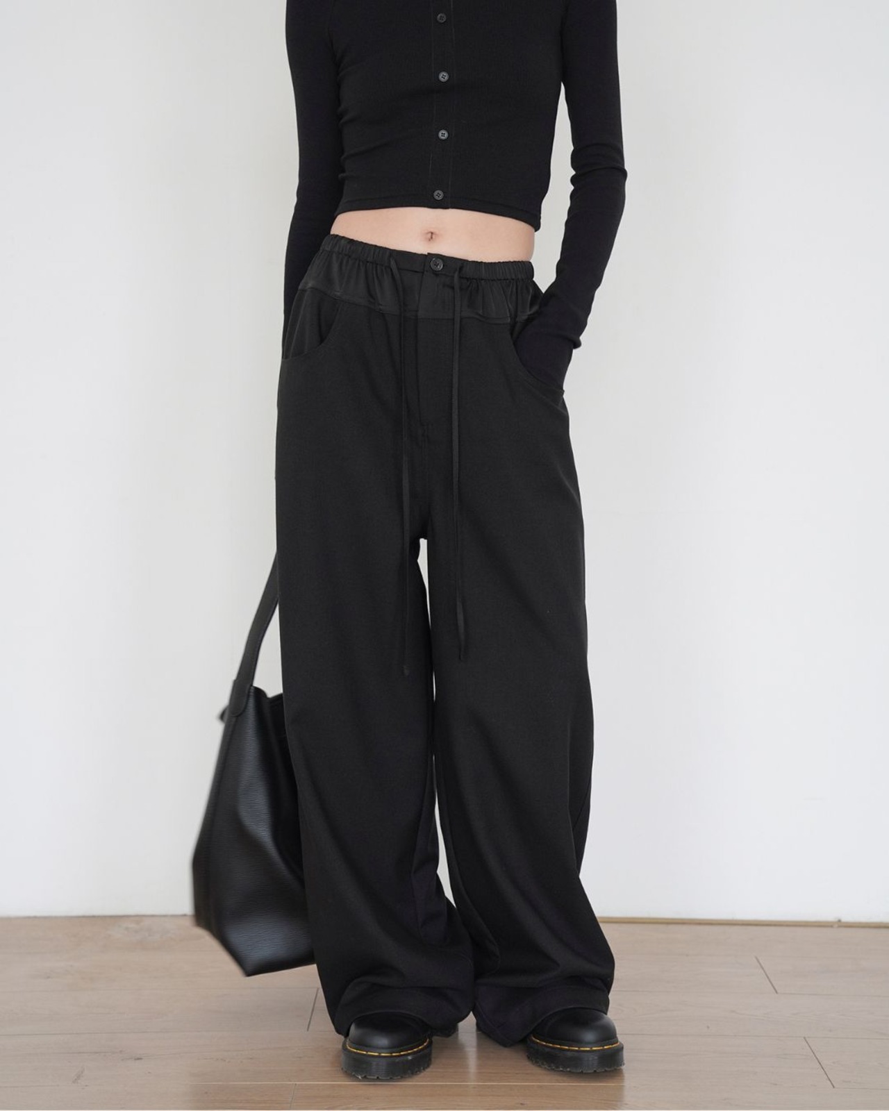 サテンデザインワイドパンツ 2color A0007 - 10