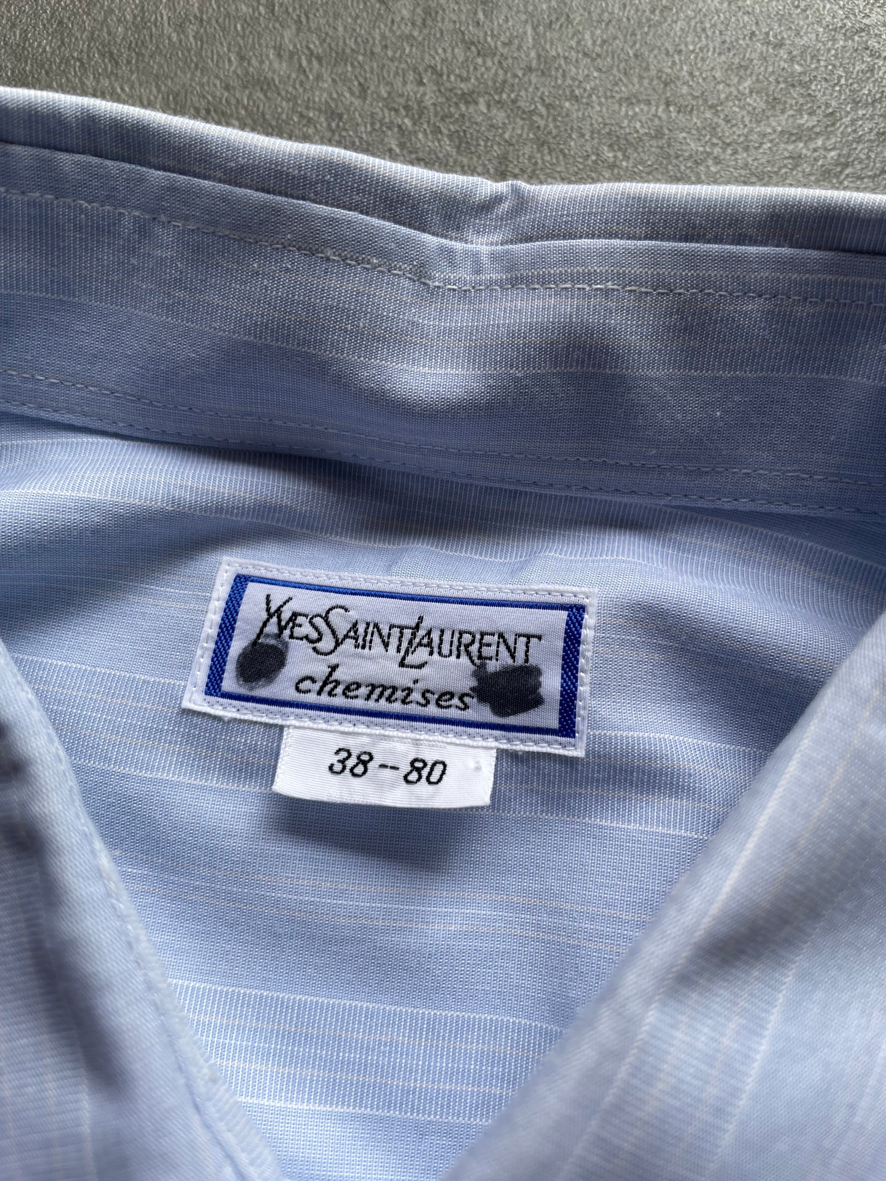 Yves Saint Laurent シャツ ライトブルー ストライプ 長袖 38 YSL
