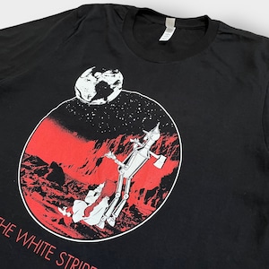 【CANVAS】The White Stripes バンドTシャツ バンt ロックt プリント バックロゴ 半袖 L ホワイトストライプス ジャックホワイト Jack White US古着