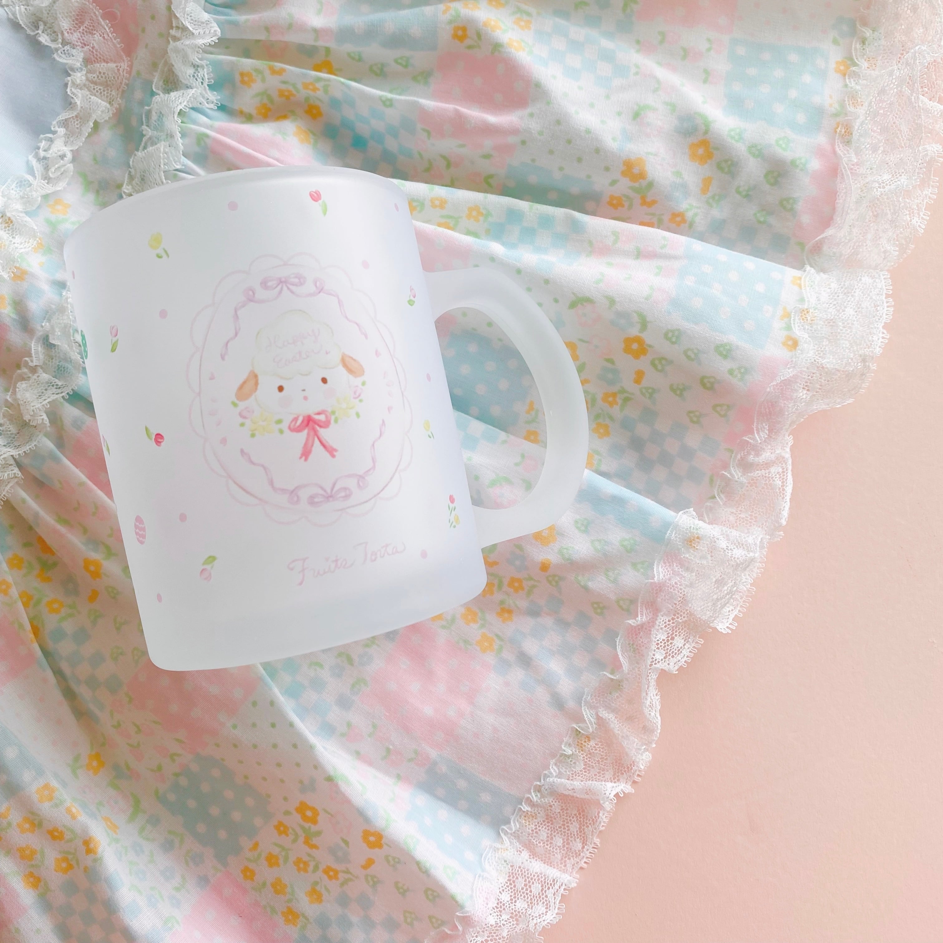 即出荷♡Easter Greetings glass mug ガラスマグカップ