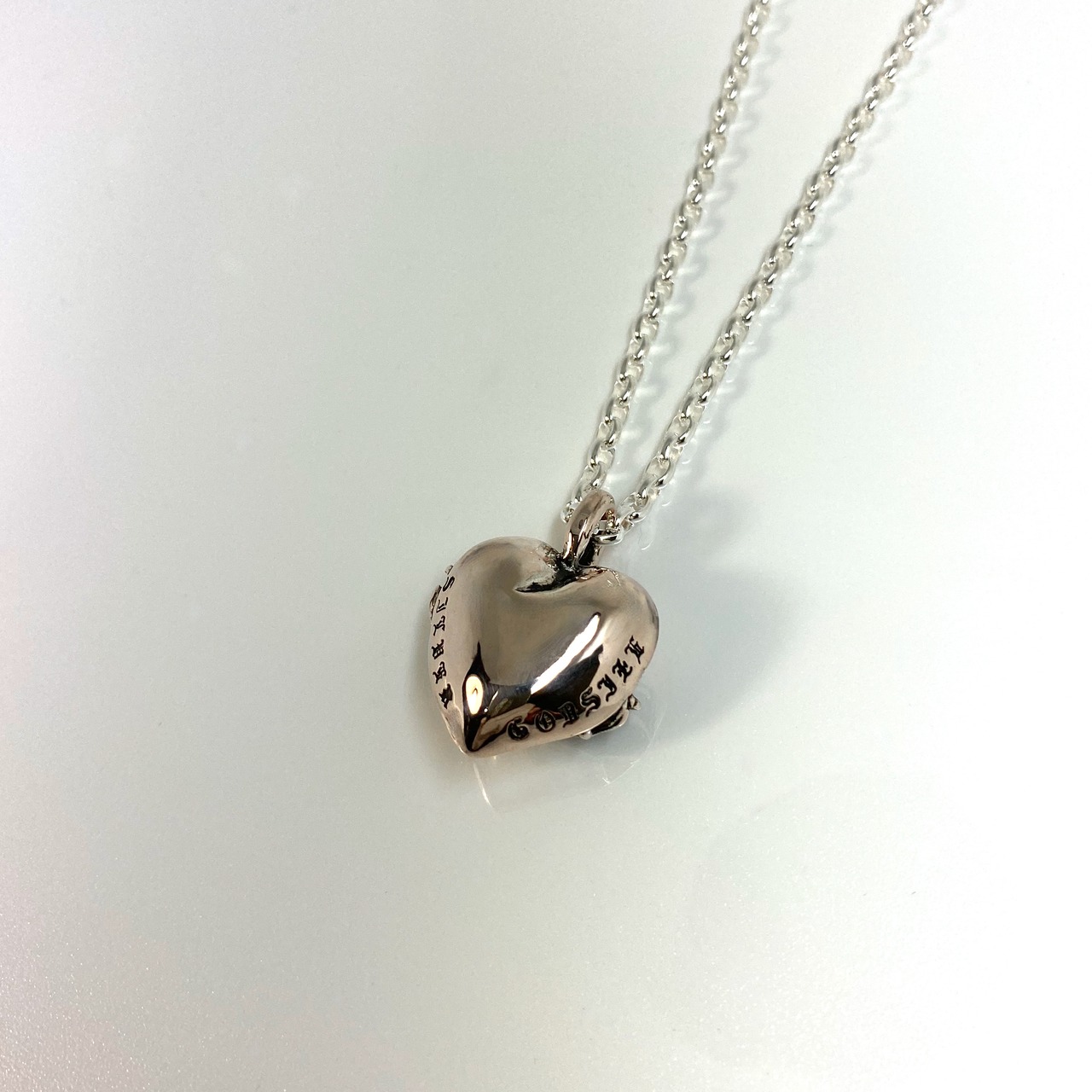 HEART NECKLACE in pink silver / ハートネックレスピンクシルバー
