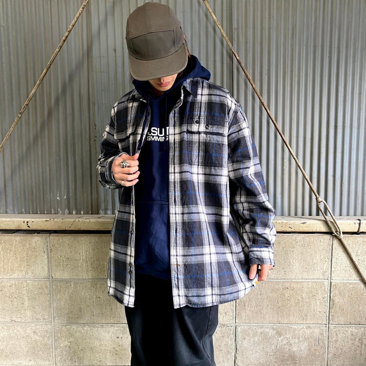 カーハート Carhartt RELAXED FIT チェック柄 長袖 ヘビーネルシャツ メンズXXL /eaa375815