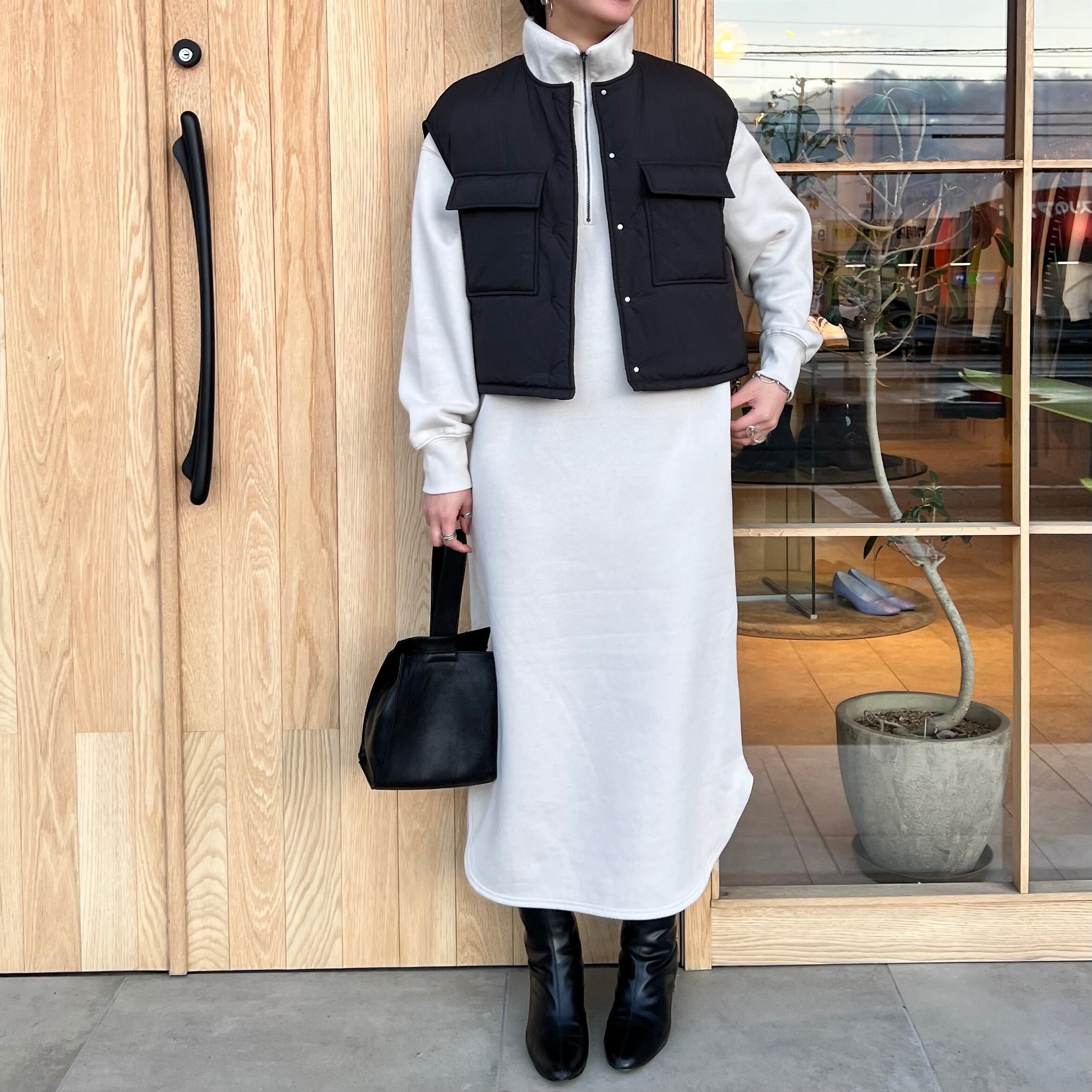 ラッセルノ ゴルフ フード裏ボア ハーフジップ ワンピース ピンク