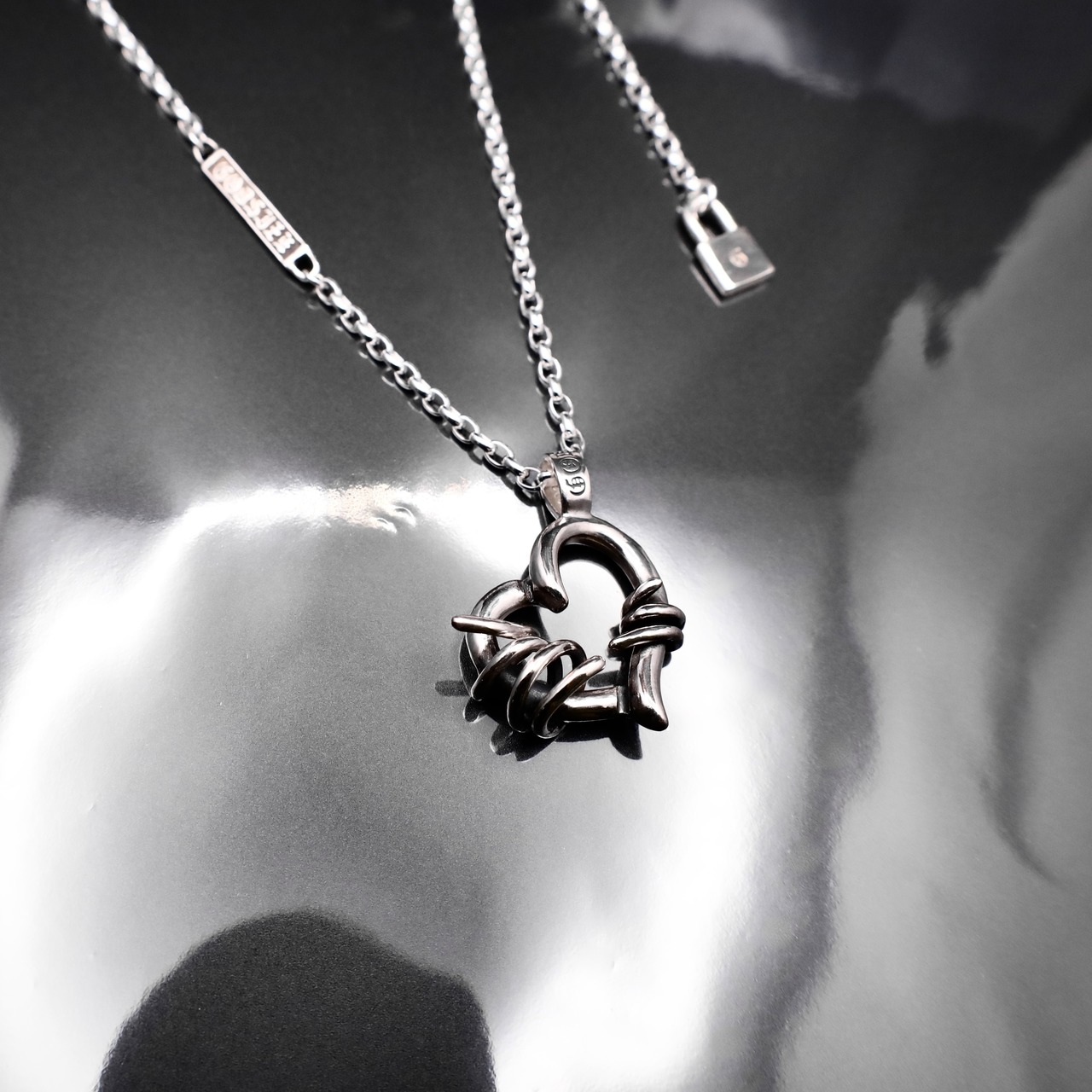 THORNY HEART #1 NECKLACE with GODSIZE® I.D. TAG / ソーニーハート#1ネックレス ゴッドサイズ® I.D.タグ