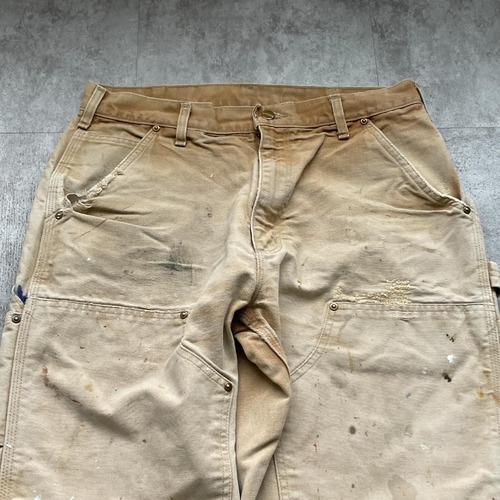 90s USA製 ブラウン ダブルニー Carhartt B01 33×32 詳細写真8