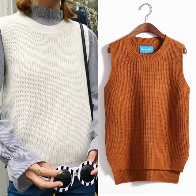 無地 カジュアル トップス ニット ベスト