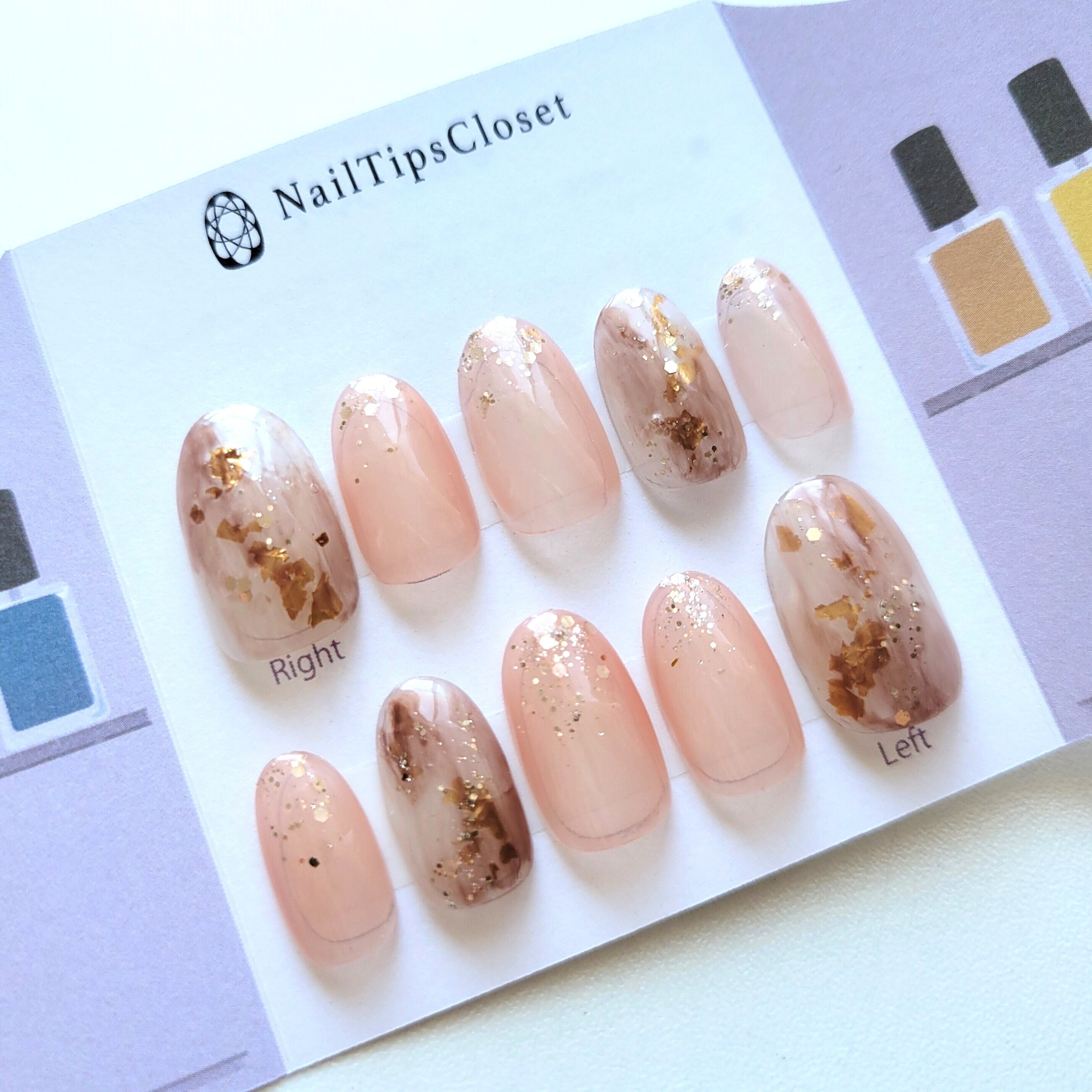 ラメ入りニュアンスベージュ | Nail Tips Closet / ネイルチップ