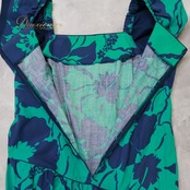 フラダンス 衣装 ワンピース ドレス グリーン系 フラ ダンス ハイビスカス柄 花柄 緑 紺 華やか ハワイアン アロハ かわいい ハワイアンプリント 鮮やか ネイビー系