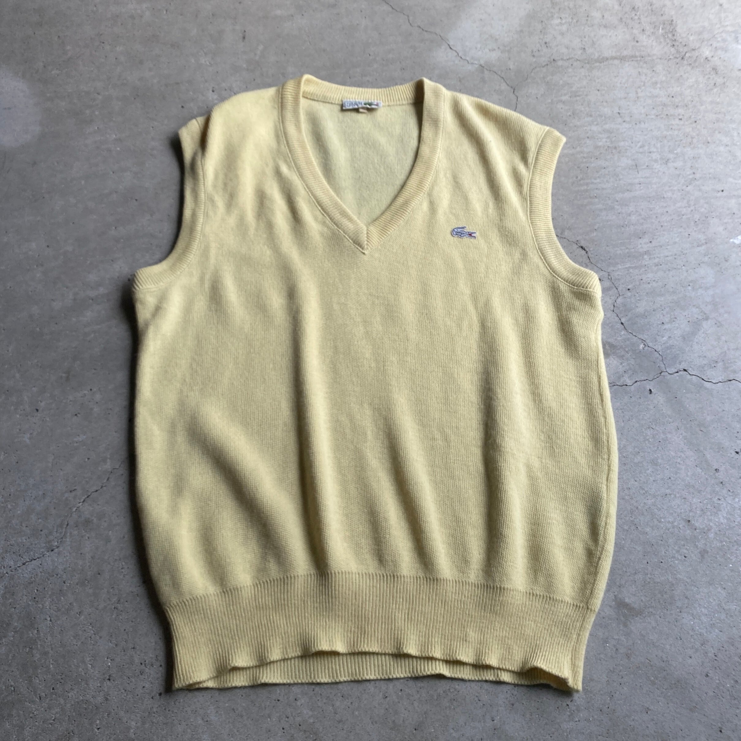 フランス製 70年代 LACOSTE ラコステ ウール×アクリルニットベスト 4 メンズL相当 イエロー 黄色 古着 70s ヴィンテージ  ビンテージ【ベスト】【HA10】【CS2301-30】【AN20】 | cave 古着屋【公式】古着通販サイト