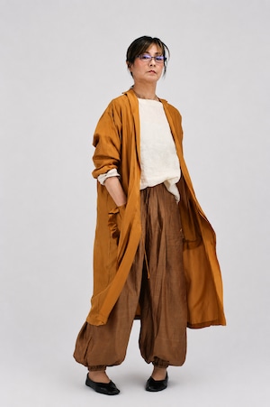 BUNON(ブノン) Tuck Gather Balloon Pants カディシルク バルーンパンツ(コーラルブラウン)