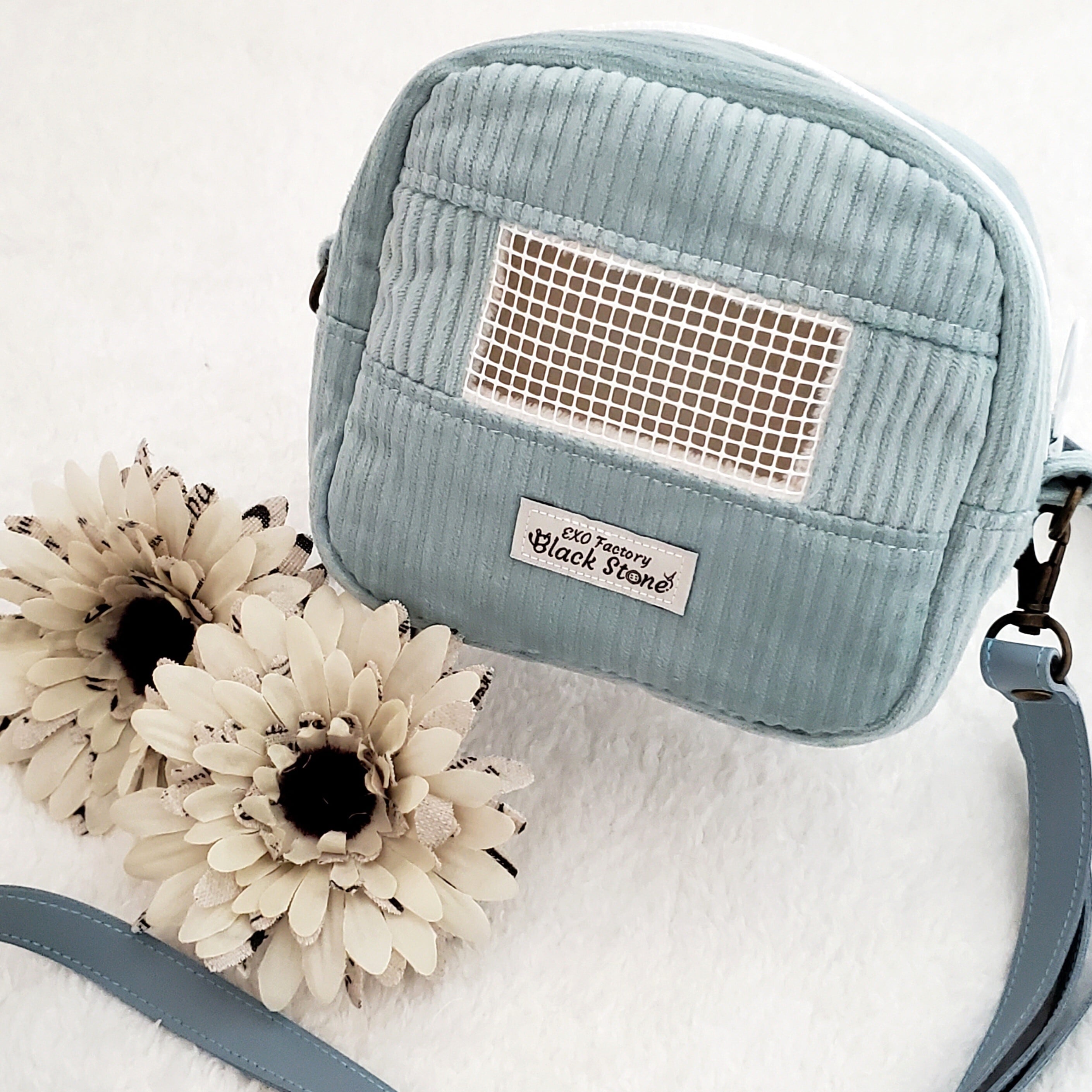 お出かけポーチ♡コーデュロイ(ミント) モモンガポーチ 1~2モモ用 ショルダーポーチ