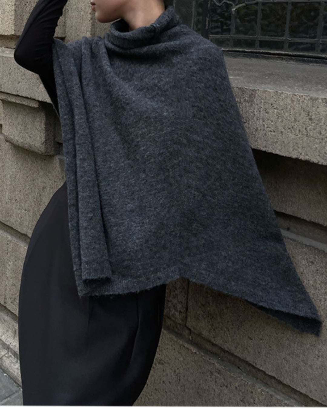 アルパカブレンドポンチョニット A25049