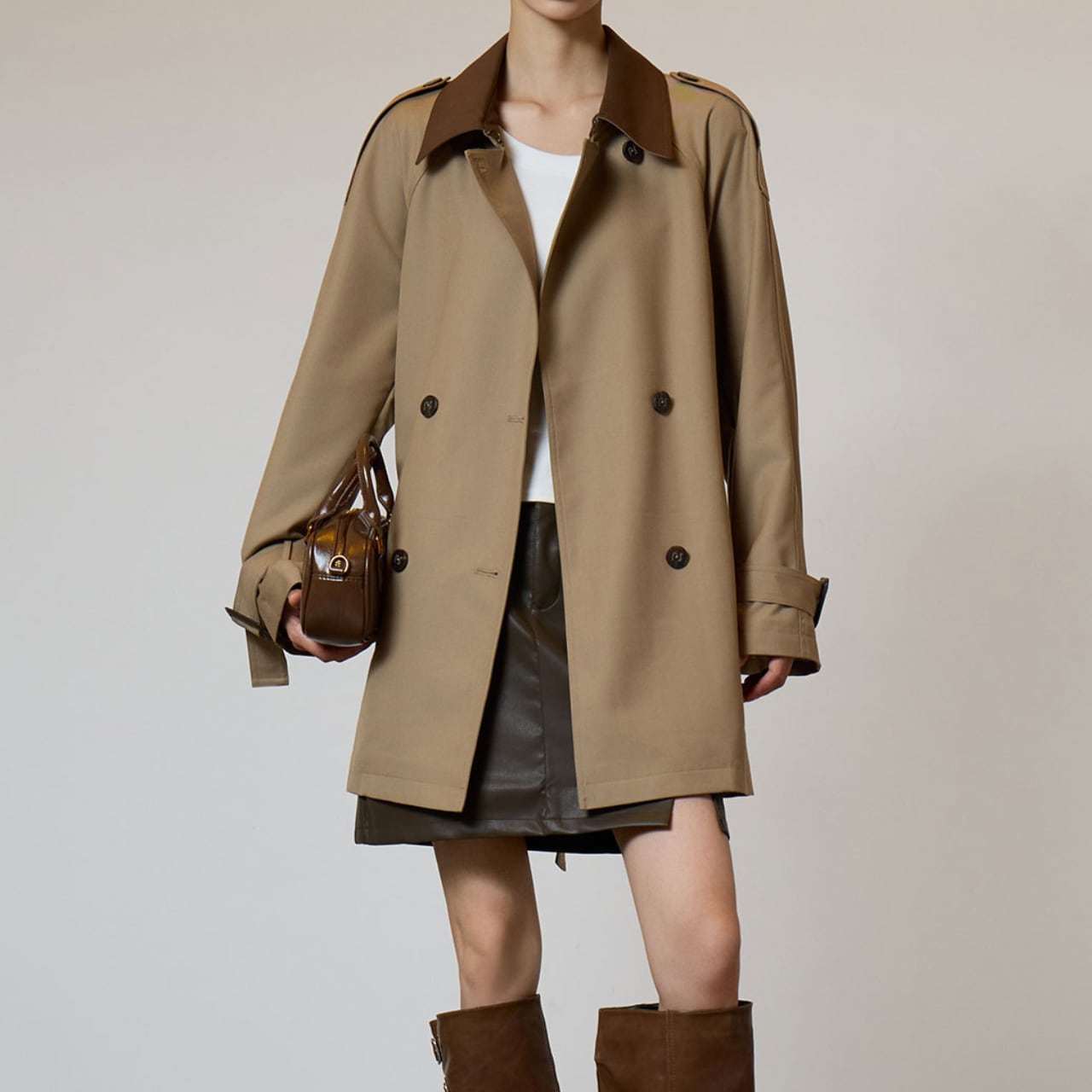 クラシックバイカラートレンチコート 01202