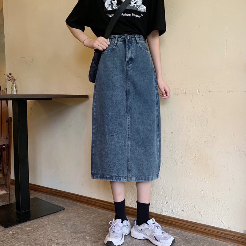 スタンダードスカート スプリングオータムハイウェストウェストAライン レトロ 春物 秋物 スーパーモール56717630918