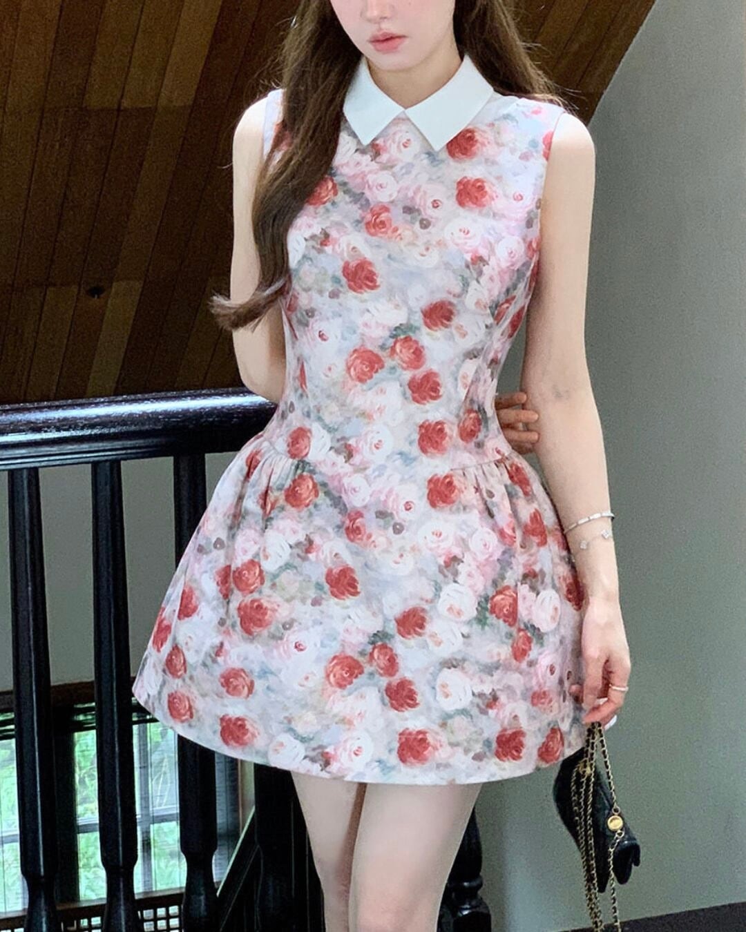 クラシカルローズノースリーブワンピース 2508499