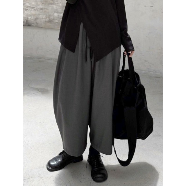 Drawstring waist wide pants【2color】 C1446