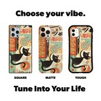 iPhoneケース 黒猫 DJ 音楽｜ターンテーブル 北欧レトロ CAT013