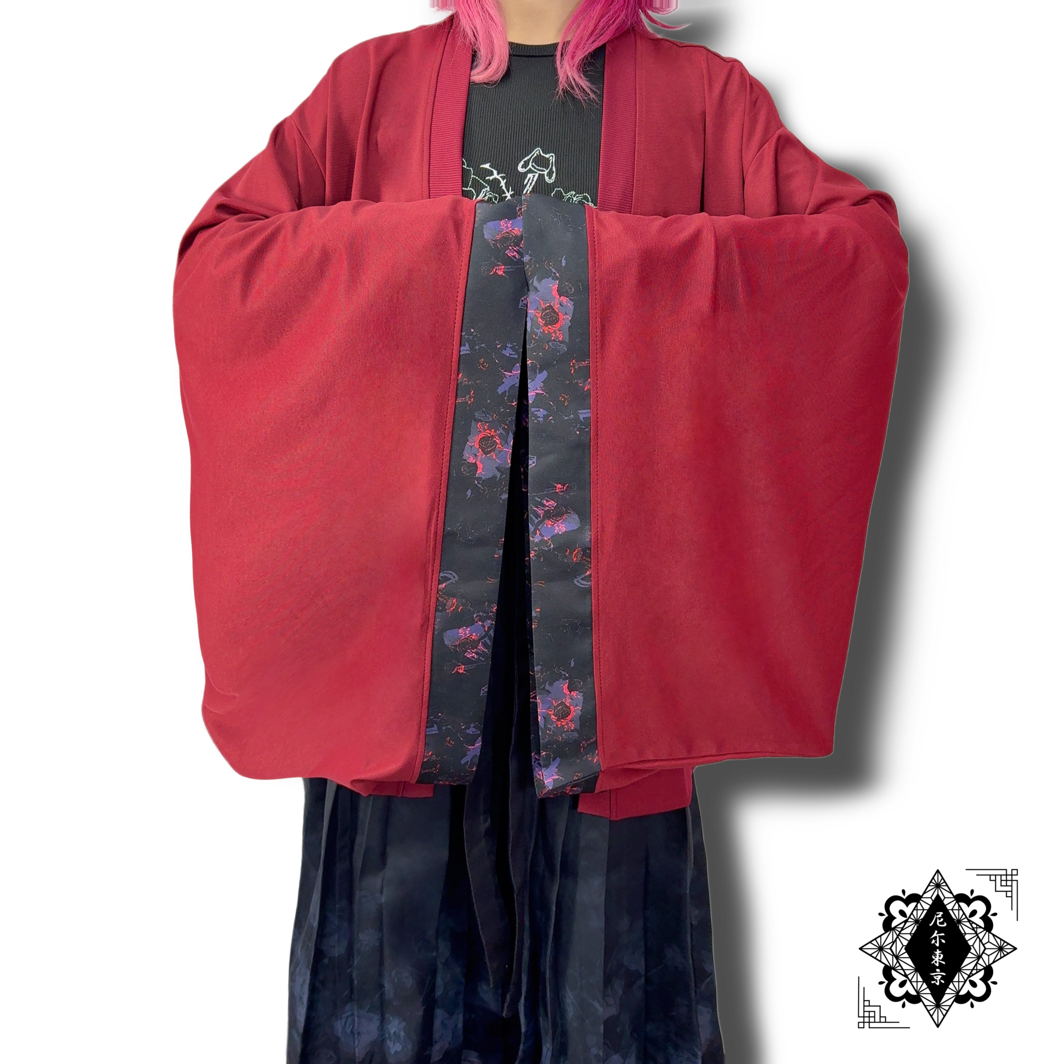 QF　着物袖　カーディガン 春用着物袖REDカーディガン【ART ROSE】 | NIER CLOTHING