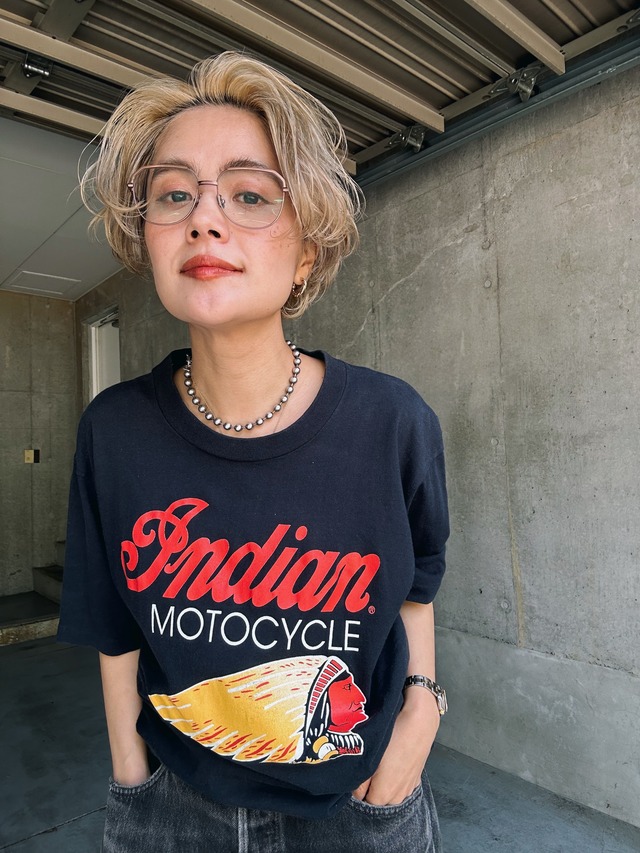 （CS1454）90‘s Indian MOTOCYCLE printed T-shirt made in USA