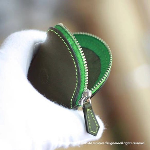 ふっくらしたコインケース "Luna" ・オリーブ×ライム