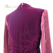 フォーマル 衣装 SOIRDOLCE 東京ソワール ソワールドルチェ 日本製 ドレス パーティードレス レッド系 ピンク系 パープル系 ワインレッド ベルベット プリーツ 高級感 レース 軽い 演奏会 発表会 ダンス パーティ ロングドレス 結婚式 大人 上品 エレガント ラグジュアリー 長袖 ステージ衣装 参列衣装 お呼ばれ