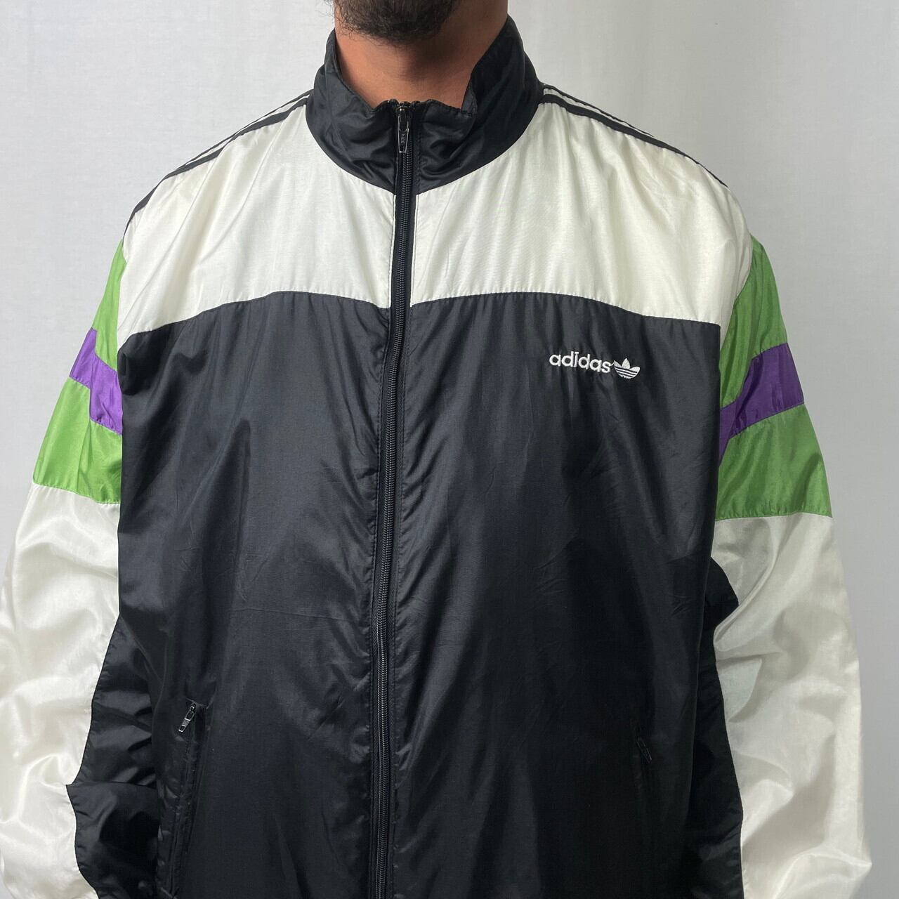 80年代 adidas アディダス ナイロン トラックジャケット メンズXL相当 