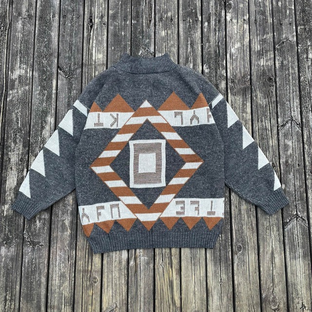 jacquard highneck knit gray