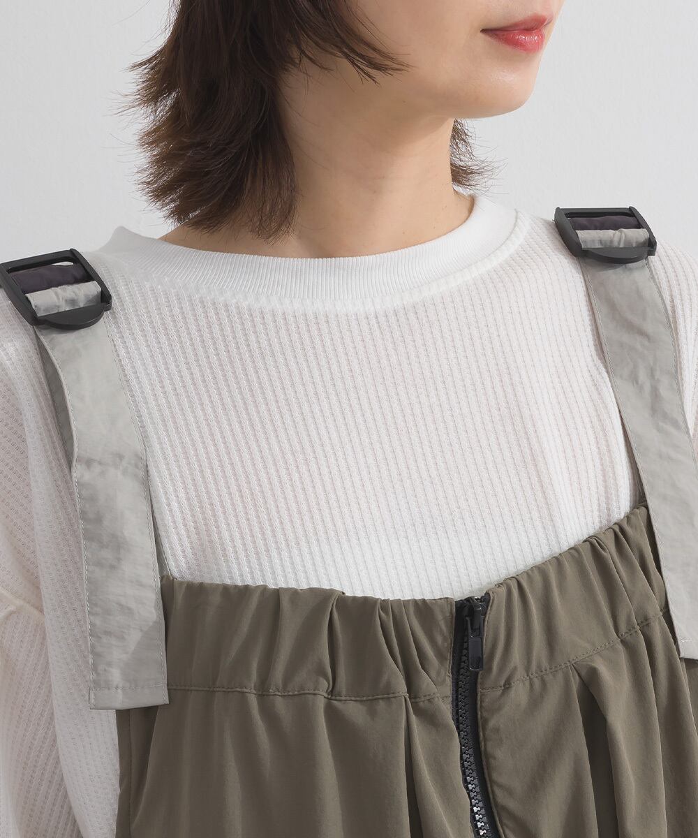 J261101 ストレッチナイロン配色ジャンパースカート / Stretch Nylon