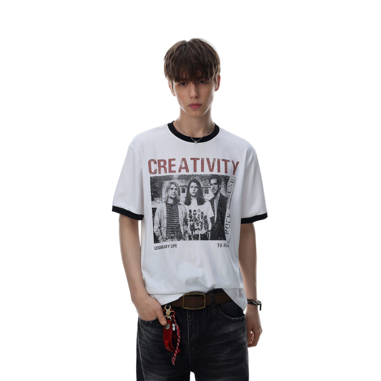 VINTAGE ストリート バンドキャラクタープリントTシャツ T2169