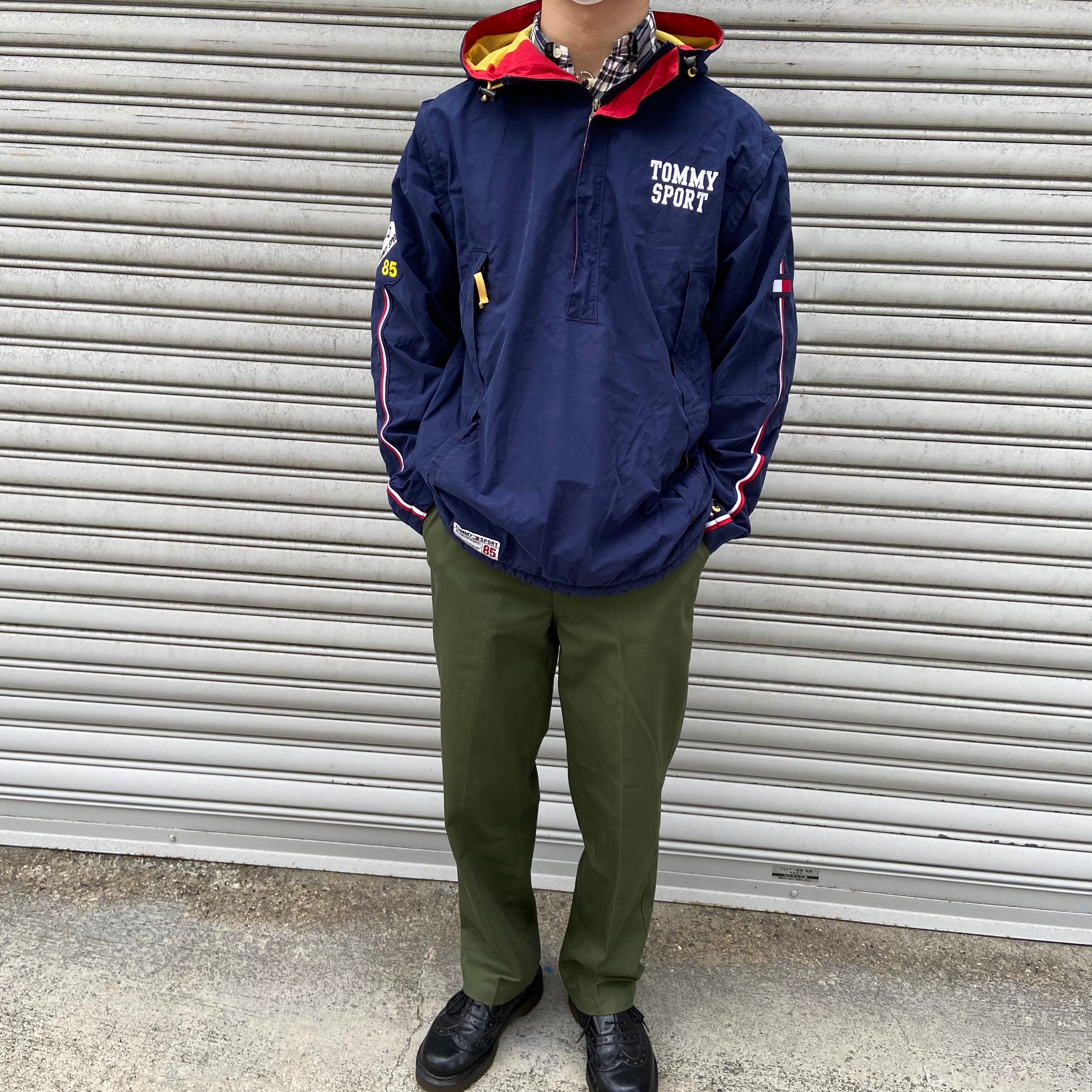 送料無料』Tommy sport 袖ラインアノラックパーカー 2way L 送料無料』Tommy sport 袖ラインアノラックパーカー 2way L