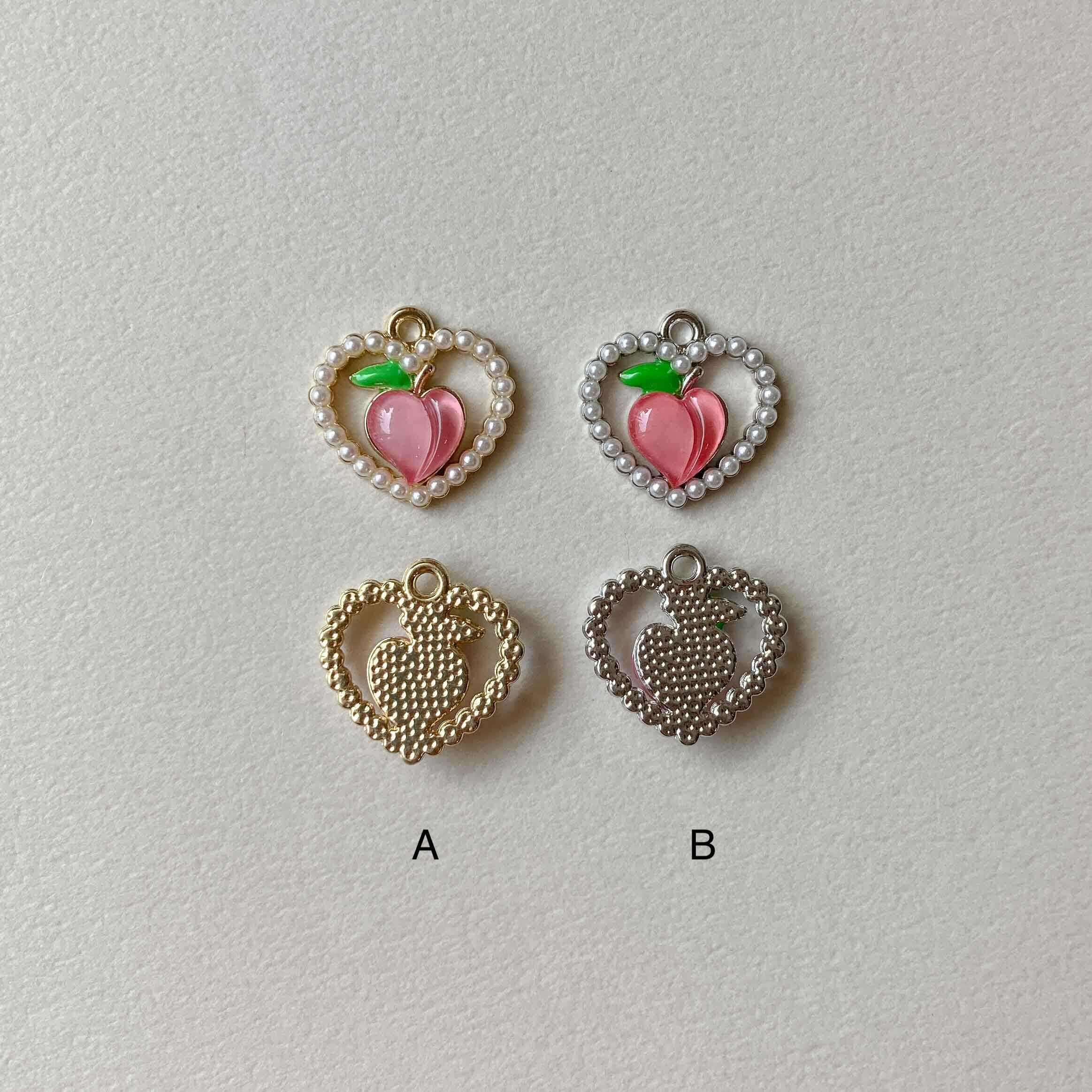 ハートパール縁ももチャーム | Dua-アクセサリーパーツショップ