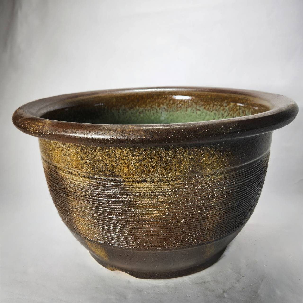 窯肌櫛目水鉢 15号／睡蓮鉢（信楽焼き・陶器・水鉢・めだか鉢・メダカ
