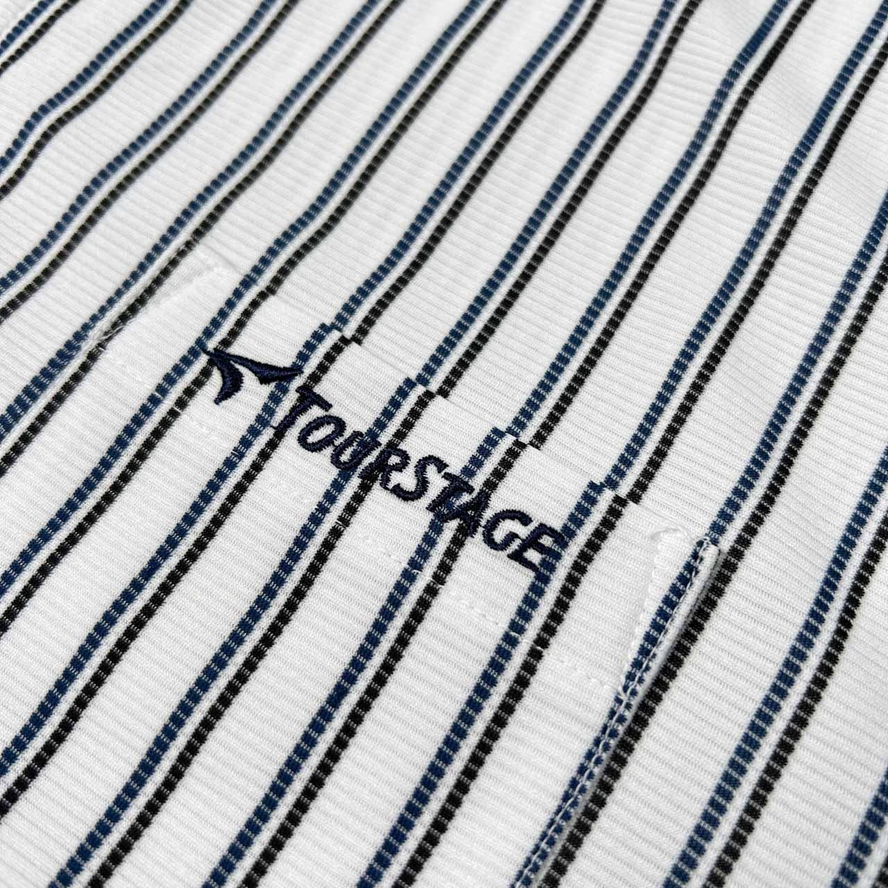 TOURSTAGE ツアーステージ ストライプ柄 襟メッシュ 半袖 ポロシャツ サイズ LL /ゴルフ/メンズ/ホワイト×ブルー