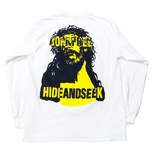 ロングスリーブTシャツ / HIDEANDSEEK(ハイドアンドシーク) / JESUS L/S TEE(BACK)(WHITE×YELLOW)(HT-030824)