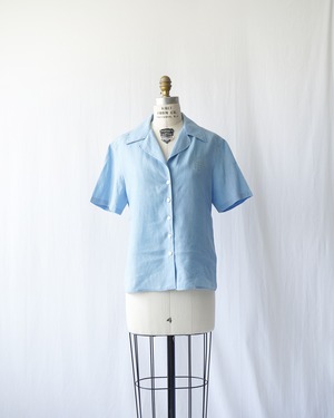 Linen short sleeve embroidery shirt〈Hermès vintage〉