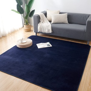 【努力特価】Keusnix カーペット ラグ ラグマット滑り止め付 洗える 135×185cm 約1.5畳 絨毯 防ダニ 抗菌 防臭 オールシーズン快適に使用 床暖房 ホットカーペット対応 ふわふわ肌触り フランネルラグ 無地 ネイビー