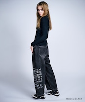 フリースライニングデニムカーブパンツ (BLACK) CQ-47108